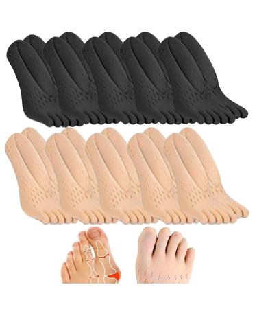 Projoint Antibunions Health Sock Strongjoints Bunion Relief Socks Urigone Socks for Gout Orthopedic Toe Compression Socks (10PCS Black+Skin)