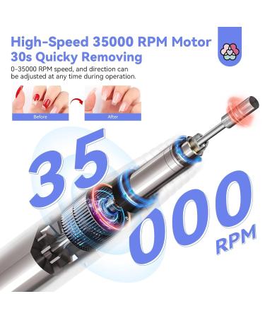 SAVILAND Professional Electric Nail Drill - 35000 RPM Rechargeable Acrylic Nail Art Kit with Drill Bits & Sanding Bands for Manicure & Pedicure - Perfect for Salon Use - Buy Online on SooperMarket.com