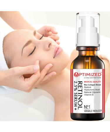 Retinol Serum 2.5% with Hyaluronic Acid, Vitamin E - Reduce Wrinkles, Even Skin Tone - Collagen Boost - 1 fl oz - Buy Online on SooperMarket.com