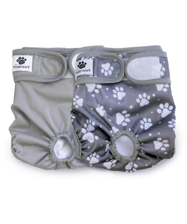 Hisprout Female Dog Diaper Reusable Washable Durable Dog Diapers Pants Gray Footprints MM Gray Footprints