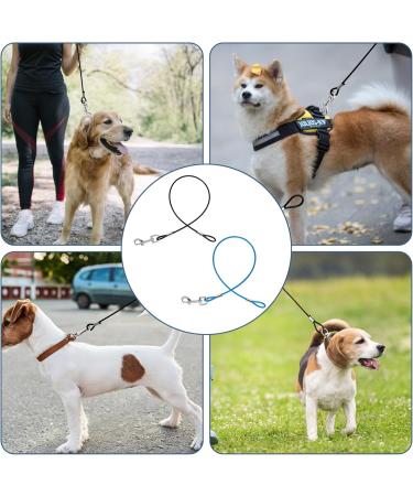 2 Pack Chew Proof Dog Leash Extension Metal Cable Lead Non-Tangle Connect Leash for Any Leash Heavy Duty Dog Leash Extender for Collar & Harness (Black+Blue) - Buy Online on SooperMarket.com