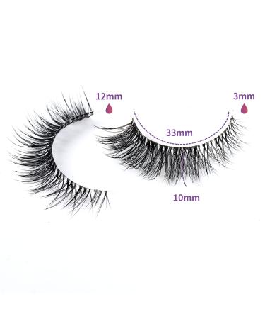 Wleec Beauty Short False Eyelashes set - 7 Pairs of 12mm Wispy Fluffy 3D Faux Mink Lashes for Natural Cat Eye Look | Clear Band | CC95 - Buy Online on SooperMarket.com