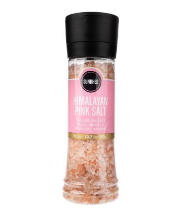 Sundhed Pink Himalayan Gourmet Salt (Course) in Grinder | 390 Grams (13.75 oz) | Natural Rock Salt for Seasoning | Keto Friendly and Kosher Certified 13.7 Ounce (Pack of 1)