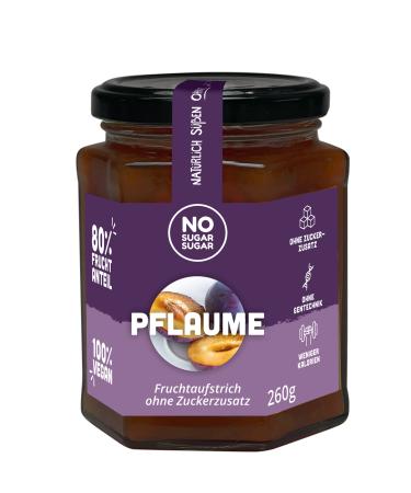 No Sugar Sugar fruit spread plum without sugar additive at least 80% fruit content with erythritus and stevia |Brot spread made in the EU (260g) (1x260g)