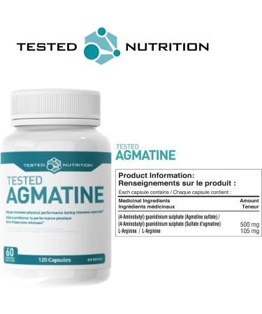 Tested Nutrition Agmatine Capsules | 500mg Agmatine Sulfate & 105mg L-Arginine | Increased Nitric Oxide Production Muscle Pumps & Performance | 60 Servings (120 Capsules) - Buy Online on SooperMarket.com