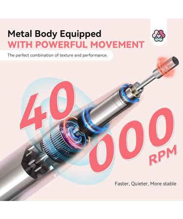 SAVILAND Electric Nail Drill - 40000RPM Professional Pink Nail Filer with 13 Bits for Acrylic Gel & Dip Nails | Home Salon Tool - Buy Online on SooperMarket.com