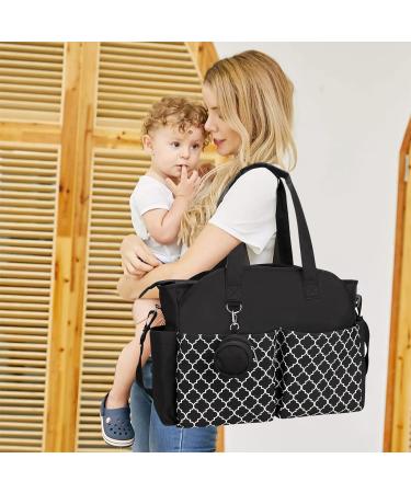 SONARIN Multi-Function Waterproof Baby Changing Tote Bag - Large Capacity Diaper Satchel with Pacifier Holder, Travel Messenger Bag for All Baby Accessories (Black) - Buy Online on SooperMarket.com
