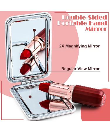 Compact Magnifying Travel Mirror Set - Double Sided 1X/2X Magnification, Marble Design - Perfect Gift for Women, Girls, Graduation, Birthday or Christmas - Buy Online on SooperMarket.com