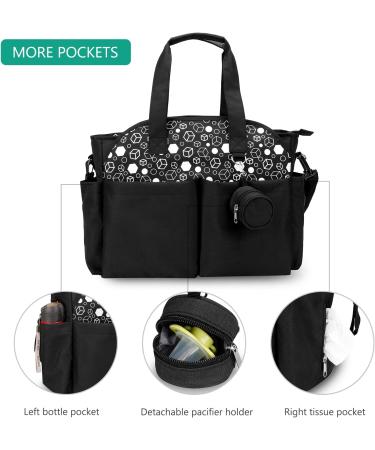SONARIN Multi-Function Waterproof Baby Changing Tote Bag - Large Capacity Diaper Satchel with Pacifier Holder, Travel Messenger Bag for All Baby Accessories (Black) - Buy Online on SooperMarket.com