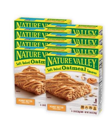 Nature Valley Soft-Baked Oatmeal Squares, Peanut Butter, 7.44 oz, 6 ct (Pack of 8) 6 Count (Pack of 8)