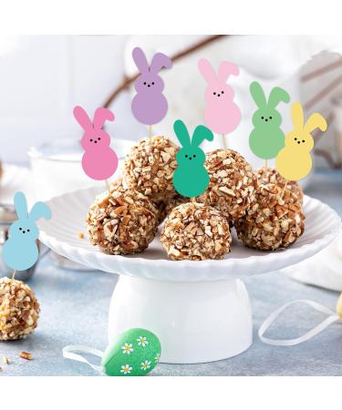 Whaline 60Pcs Easter Cupcake Topper Double-Sided Easter Bunny Cupcake Picks Colorful Rabbit Food Picks for Easter Spring Party Supplies Cake Decorations - Buy Online on SooperMarket.com