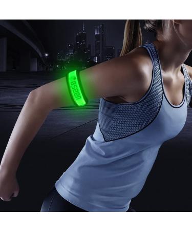 Pack of 2pcs- LED Sports Saftey Flashing Reflective Armband with High Visibility Light up Glow in The Dark Bracelet for Cycling  Jogging  Walking and Running (Green) - Buy Online on SooperMarket.com