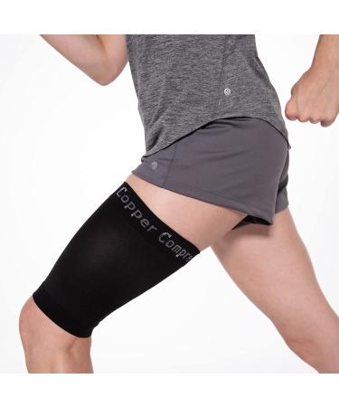 Copper Compression Hamstring Support Sleeve - XL X-Large - Anti-Slip Thigh Support for Sore Hamstring, Groin, Quad - Ideal for Muscle Sprains, Tendinitis, Workouts, Sciatica Pain - Men & Women - 1 Pack - Buy Online on SooperMarket.com