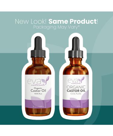Eva Naturals Organic Castor Oil (60ml) - Promotes Hair, Eyebrow, and Eyelash Growth | Diminishes Wrinkles | Hydrates Skin | 100% Pure Cold Pressed - 2 Fl Oz - Buy Online on SooperMarket.com