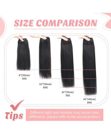 Vlasy Clip in Hair Extensions 16 Inch - Black Brown Human Hair 7 Pcs Seamless Straight Clip in Extensions for Women - Buy Online on SooperMarket.com