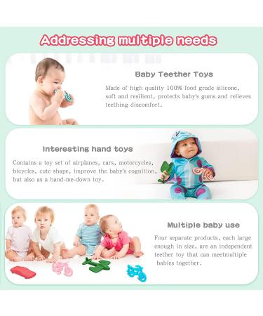 Jilociz Silicone Teething Toy Set for Babies 6-12 Months | BPA Free Chew Toys for Boys and Girls | Early Educational Sensory Toy | Soothe Gums and Provide Relief | Perfect Gift - Buy Online on SooperMarket.com