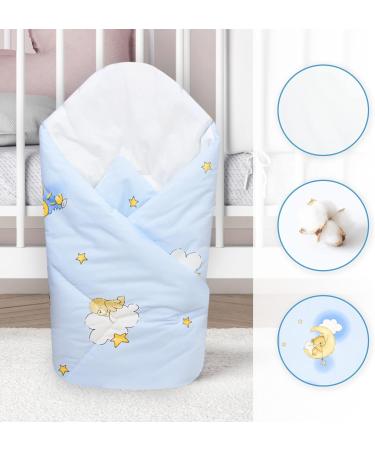 Baby Swaddle Wrap Blanket | Newborn Cotton Swaddling Sleeping Bag 0-3 Months (Ladders Blue) - Buy Online on SooperMarket.com