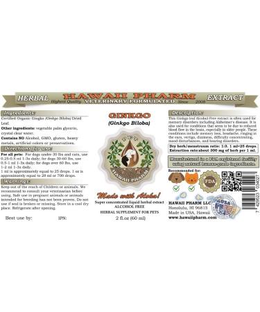 HawaiiPharm Ginkgo Organic Dried Leaf Liquid Extract 2 oz - Pet Herbal Supplement - Buy Online on SooperMarket.com