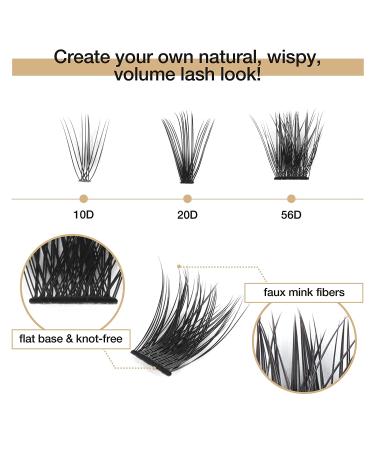 LASHVIEW DIY Cluster Lash Extension Kit - Soft, Lightweight 0.10mm Individual Cluster Lashes 9-14mm Mixed Reusable Wide Band - 56D Daily Kit - Buy Online on SooperMarket.com