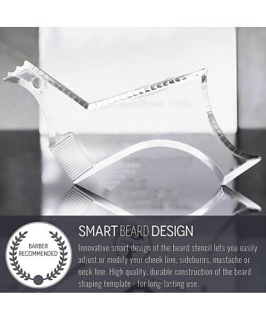 Men's Beard Shaping Tool with Inbuilt Comb - Clear 2pcs | Styling Comb for Goatee Mustache Sideburns | Jaw Cheek/Neck Line Templates for Symmetric/Curve/Step Cut - Buy Online on SooperMarket.com