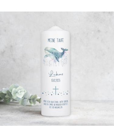 Personalized Baptismal Candle with Forest Animals | Unique Gifts for Godparents | Custom Candle with Baptism Saying | TK022 - Buy Online on SooperMarket.com