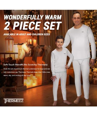 Boys' Thermal Long Johns Set - White Small | Sleeve Shirt & Pants Base Layer for Ski/Extreme Cold - Buy Online on SooperMarket.com