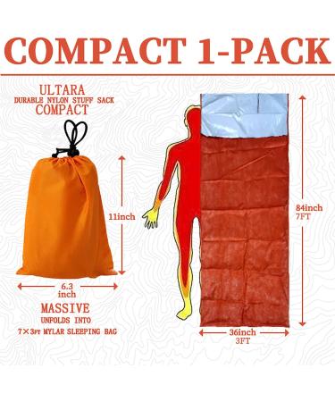 BESTHUNTINER Emergency Sleeping Bag - Lightweight, Waterproof, Reusable Thermal Bivy Sack Shelter Kit - Orange - Buy Online on SooperMarket.com