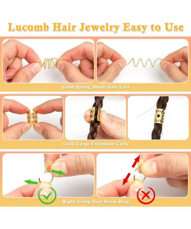 280 Pieces of Hair Accessories for Women | Dreadlock & Braid Jewelry | Adjustable Golden Hair Wrap Rings - Buy Online on SooperMarket.com