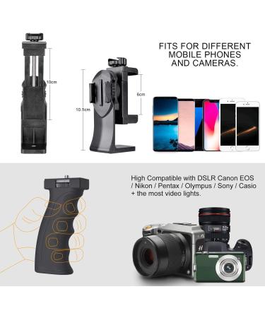 2in1 Ergonomic Portable Action Camera+Smartphone Hand Grip Stabilizer Combo for Vlogging - GoPro & iPhone Holder Kit with Mic+Light Adapter for YouTube & TikTok - Buy Online on SooperMarket.com