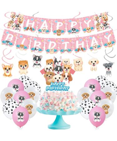 Dog birthday party decoration decoration birthday pet dog birthday decoration puppy balloons dog party decoration pink dog hanging spirals for girls puppies children dog lovers
