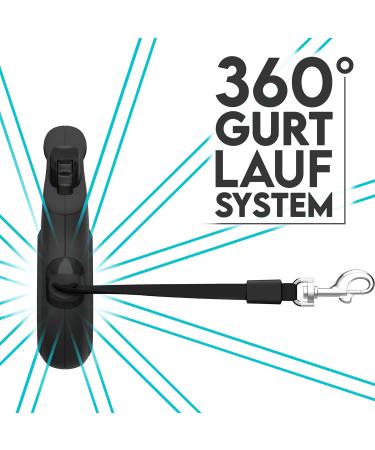 Dog is K nig 5m Roller Leash | High-Quality Extendable Dog Leash for Small & Large Dogs | Comfortable Handle | Robust Design | Smart Brake System | Ideal for 15-50kg Dogs | Night Black - Buy Online on SooperMarket.com