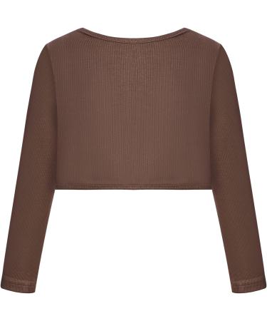 BONNY BILLY Girls Cotton Knit Cardigan Shrug | Size 7-8 Years | Coffee - Buy Online on SooperMarket.com
