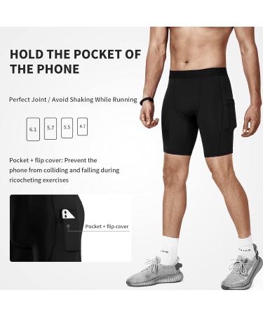 Niksa Men's Compression Shorts 3 Pack with Pockets - Large Black - Running, Workout, Fitness - Buy Online on SooperMarket.com