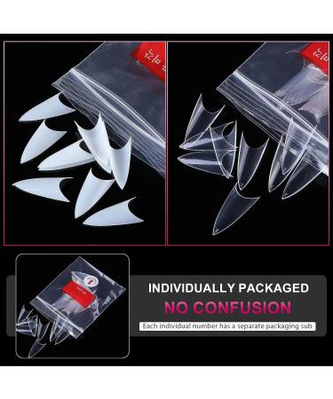 AORAEM Stiletto Nail Tips - 1000Pcs Acrylic False Nails Set with Bag (Short Clear+Natural) - Buy Online on SooperMarket.com