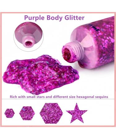 Holographic Purple Body Glitter Gel - Long Lasting Chunky Sequins for Singer Concerts & Festivals - 52g - Buy Online on SooperMarket.com