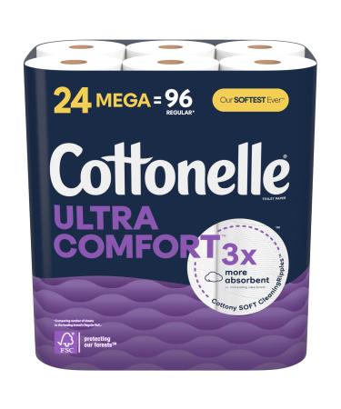 Cottonelle Ultra Comfort Toilet Paper Strong Toilet Tissue 24 Mega Rolls (24 Mega Rolls 96 Regular Rolls) 244 Sheets per Roll Packaging May Vary 24 Mega NEW