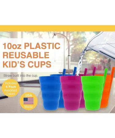 Arrow Home Products Sip A Cup with Built in Straw 10oz 6pk - BPA-free Stackable Kids Straw Cups (Purple/Blue/Green/Orange) - Made in USA - Buy Online on SooperMarket.com