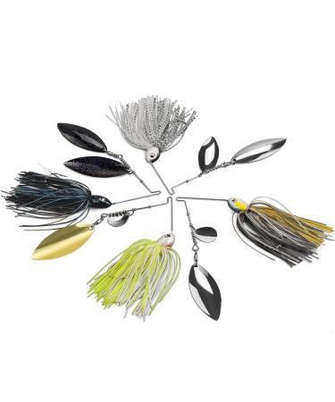 MadBite Spinnerbait Fishing Lures 4pc Multi-Color Kits with Stinger Hooks in Storage Box - 3/8oz Double Willow & Colorado/Willow Blades - Buy Online on SooperMarket.com
