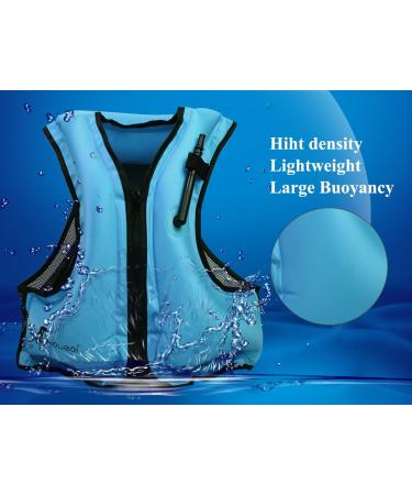OMOUBOI Inflatable Snorkel Vest for Adults - Blue | Buoyancy Jacket for Kayaking, Swimming & Snorkeling | Portable Diving Gear | 96-220 lbs - Buy Online on SooperMarket.com
