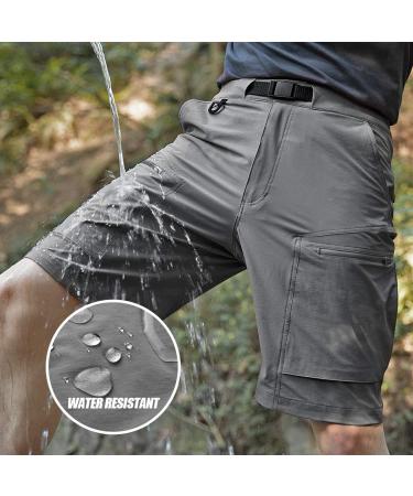 FREE SOLDIER Men's Cargo Shorts 32W x 12L Gray - Lightweight Quick Dry Hiking Tactical Shorts with Belt | Nylon Spandex Blend | Breathable & Durable - Buy Online on SooperMarket.com