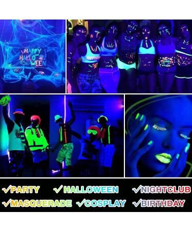 Glow in the Dark Neon Face Body Paint Set - 6 Colors, Washable Black Light Makeup for Party, Halloween, Christmas, Cosplay - 0.48oz Tubes - Buy Online on SooperMarket.com