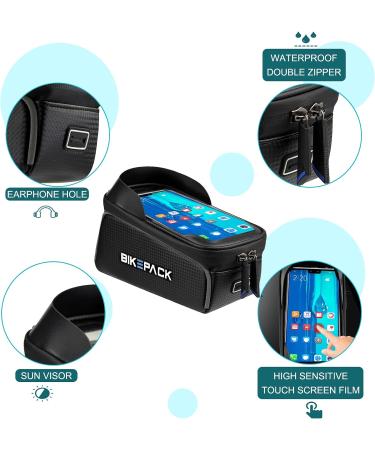 BIKEPACK Waterproof Bike Phone Bag - Top Tube Handlebar Bag with TPU Touch Screen Sun Visor - Durable & Large Capacity - Fits Phones Under 6.5'' | BPOB24 - Buy Online on SooperMarket.com