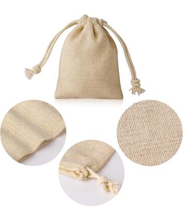20PCS 3x3.7Inch Double Drawstring Cotton Cloth Bags - Beige | Small Jewelry Bracelet Beads Spice Gift Bags - Buy Online on SooperMarket.com
