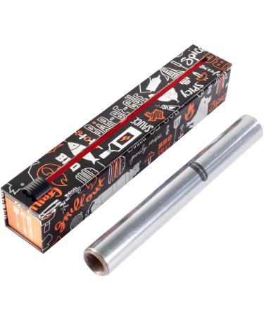 ChicWrap BBQ Grill Foil Dispenser with 12"x 30' Roll of Professional Aluminum Foil - Reusable Dispenser with Slide Cutter