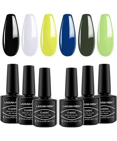 LagunaMoon Neon Gel Nail Polish Set - 6 Vibrant Colors for Salon-Quality DIY Nails - UV/LED Soak Off Lacquer Kit for Manicure & Pedicure - Greener Pastures Collection - Buy Online on SooperMarket.com