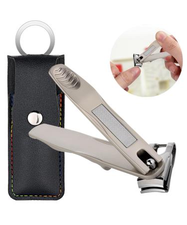 360 Rotating Nail Clippers for Seniors Long Handle Stainless Steel Nail Clippers Heavy Duty Toenail Finger Clippers for Thick Nails (Silver)
