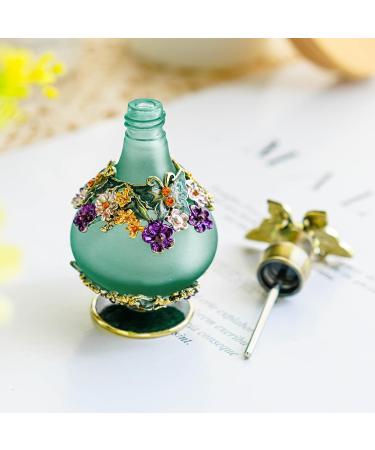 Yu Feng Vintage Crystal Perfume Bottles | Refillable Glass Butterfly & Flower D cor | Ideal for Essential Oils Green - Buy Online on SooperMarket.com