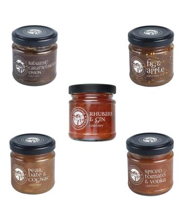 Snowdonia Chutney Jar Pick N Mix - Choose From 5 Flavours | Rhubarb & Gin Caramelised Balsamic Onion Fig & Apple Pear Date & Cognac Spiced Tomato & Vodka - Pack of 3