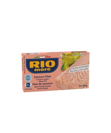 Rio Mare - Salmon Fillet in Extra Virgin Olive Oil - Made in Italy Skinless & Boneless - Whole Salmon Fillet - 125g