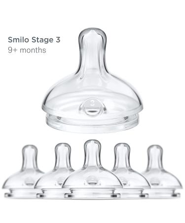 Smilo Anti-Colic Bottle Nipple Fast Flow Stage 3 - 9M+ | Pack of 6 | Smooth Flow Design | Anti-Colic Relief | Suitable from 9 Months - Buy Online on SooperMarket.com